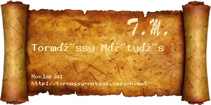 Tormássy Mátyás névjegykártya