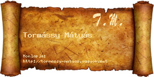 Tormássy Mátyás névjegykártya