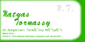 matyas tormassy business card